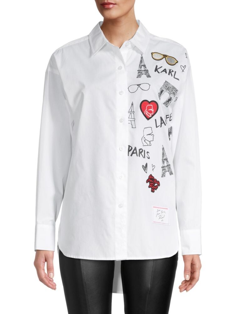 

Рубашка с живописным логотипом Karl Lagerfeld Paris, цвет Soft White