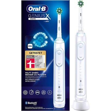 

Электрическая зубная щетка Oral-B Genius X с 6 режимами чистки и приложением Bluetooth — белая, Oral B