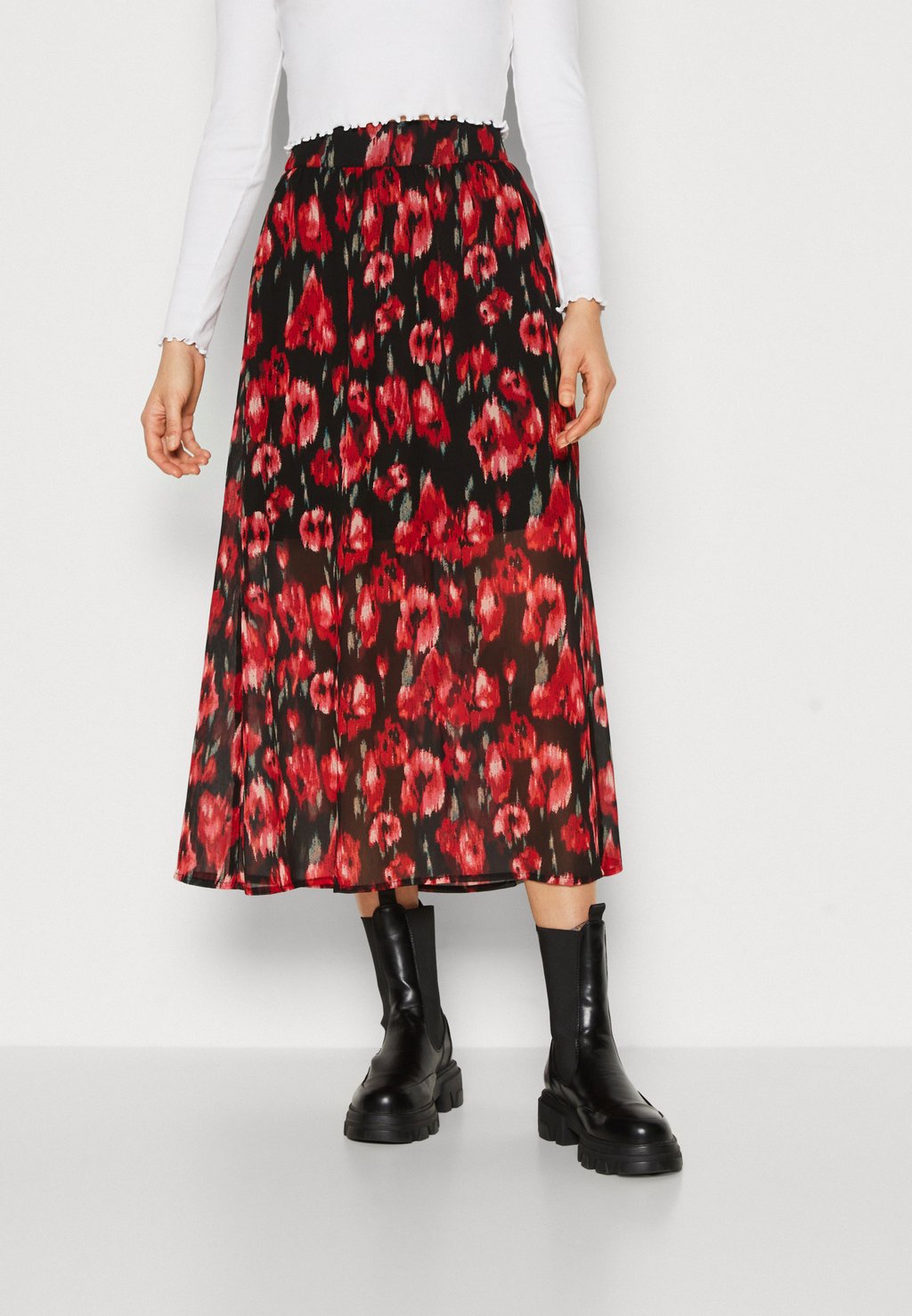цена Юбка-колокольчик Onlmarise Midi Skirt ONLY, красный