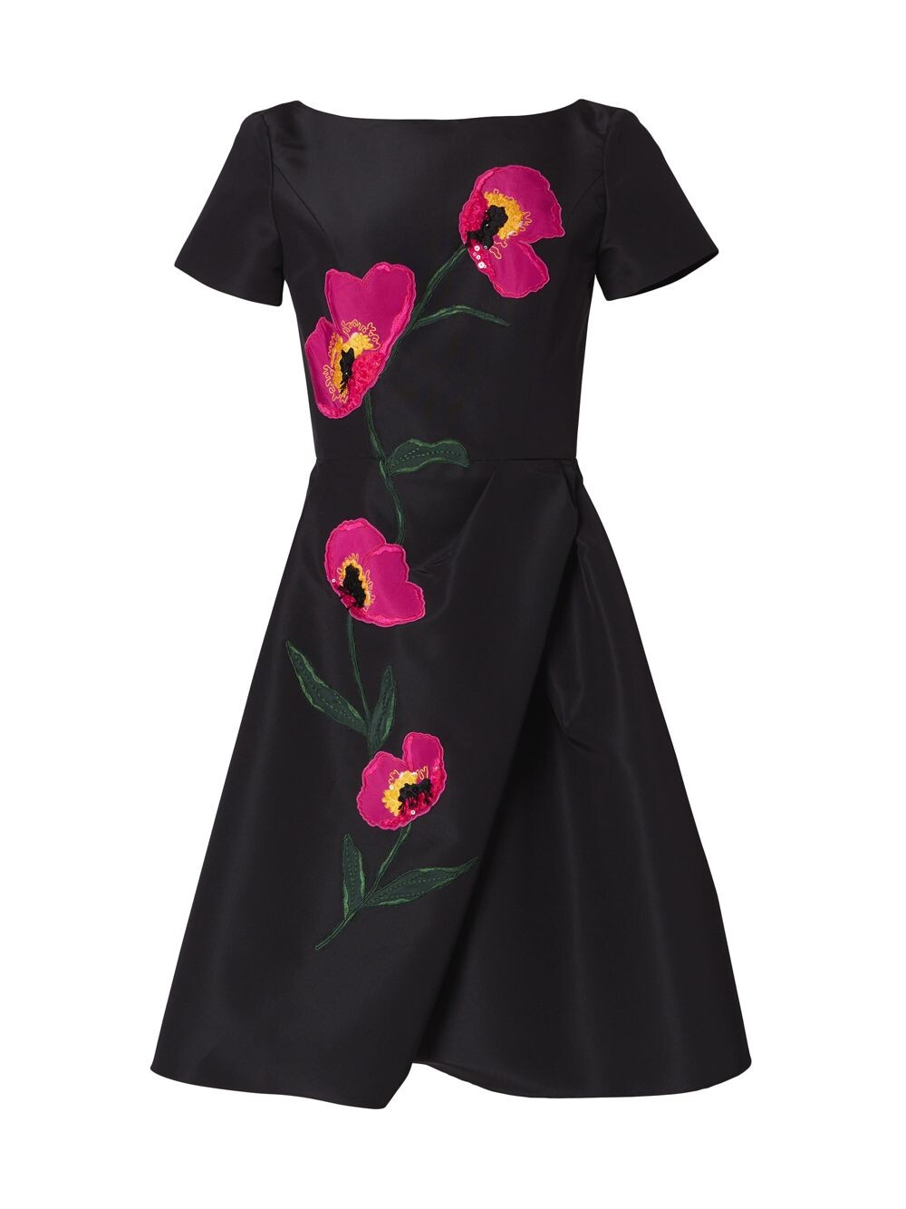 

Платье с вышивкой и вырезом «лодочка» Carolina Herrera, черный