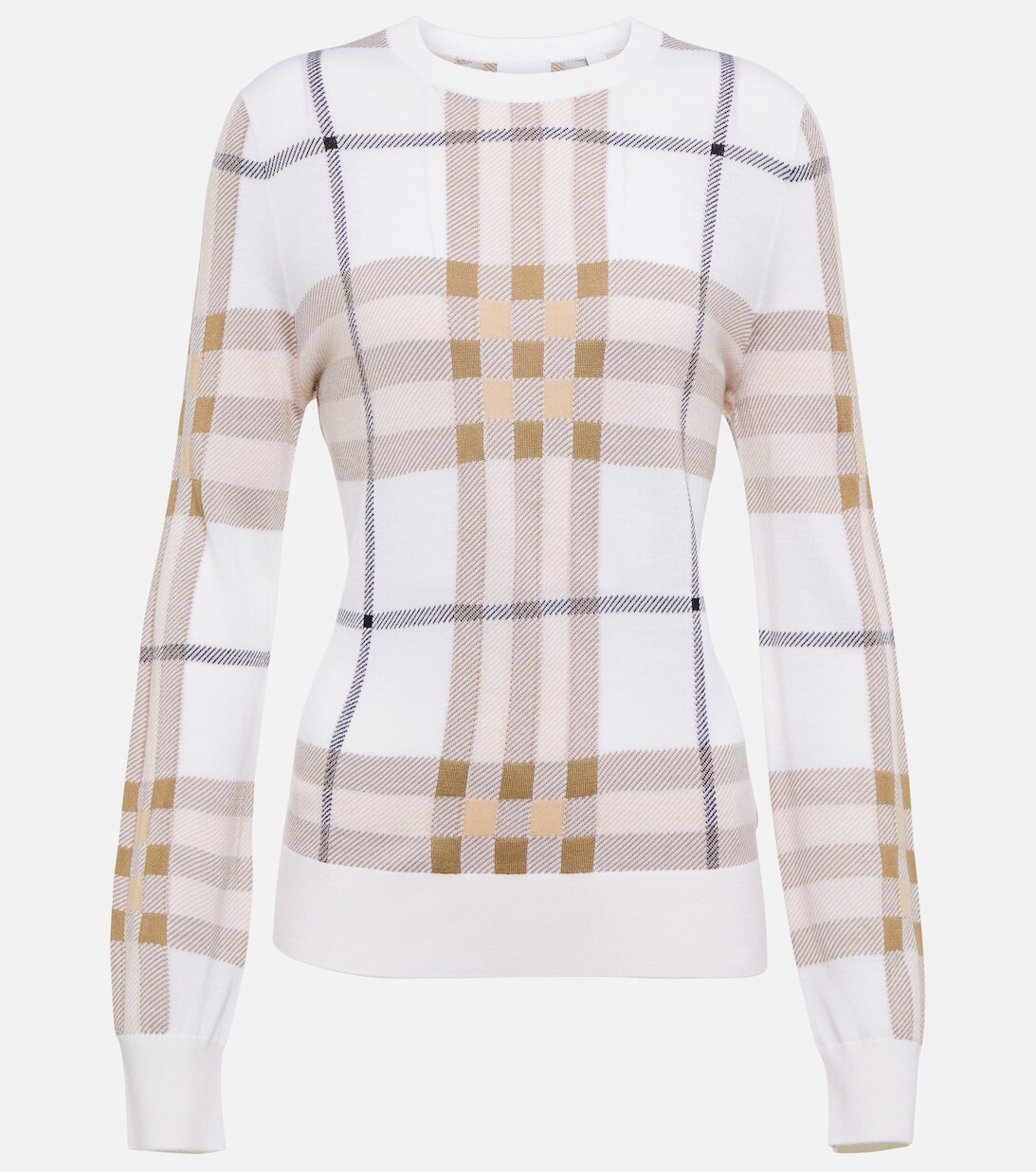 

Свитер в клетку из смеси шерсти и шелка BURBERRY, разноцветный