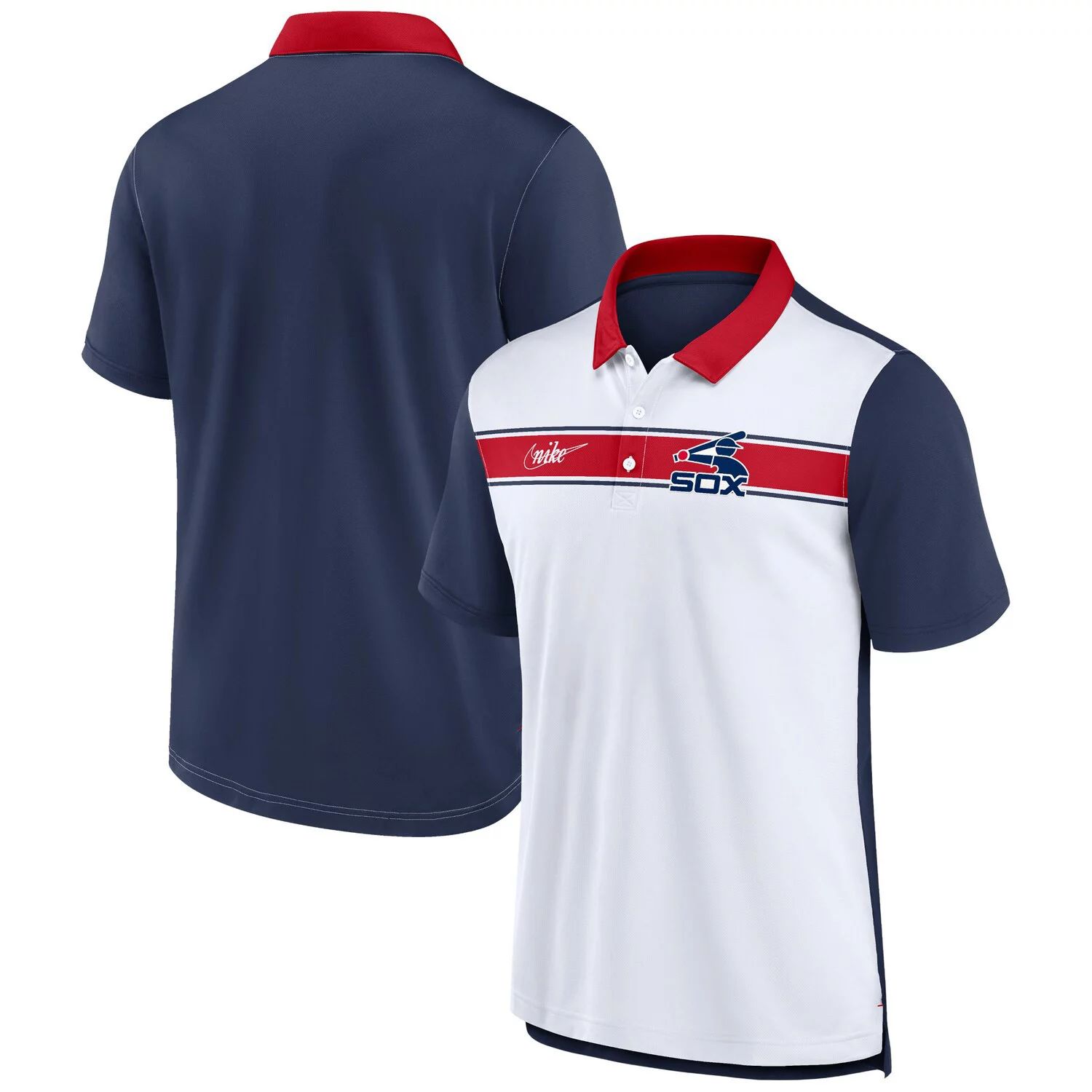 

Мужская рубашка-поло в полоску белого/темно-синего цвета Chicago White Sox Nike, Синий