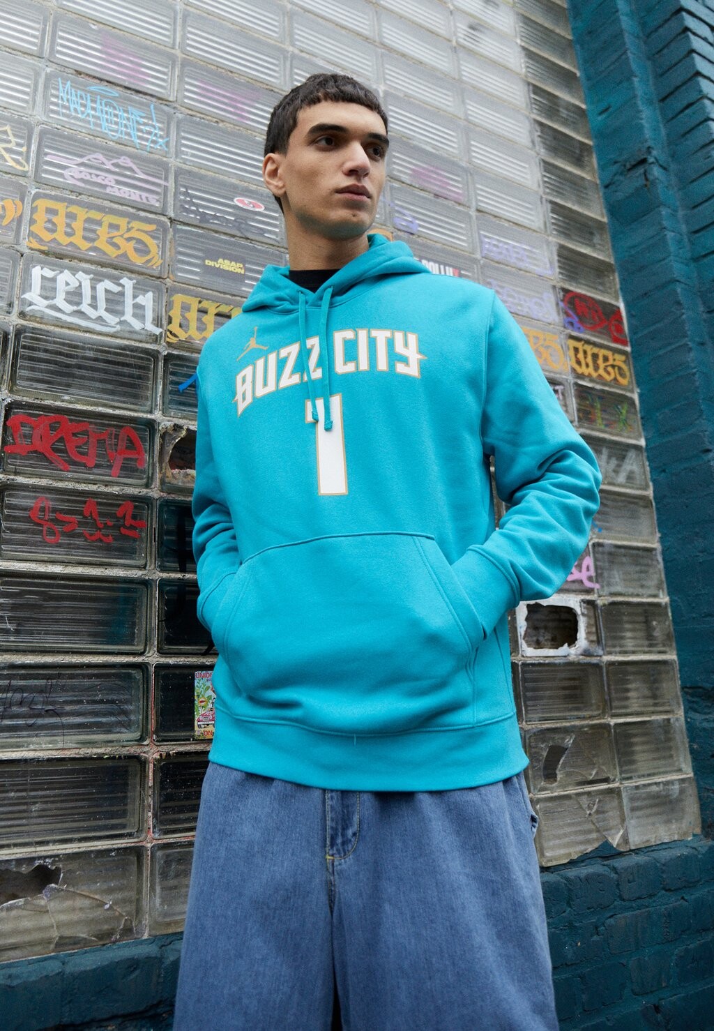 

Team Nba Charlotte Hornets City Edition Hoodie Nike, цвет rapid teal
