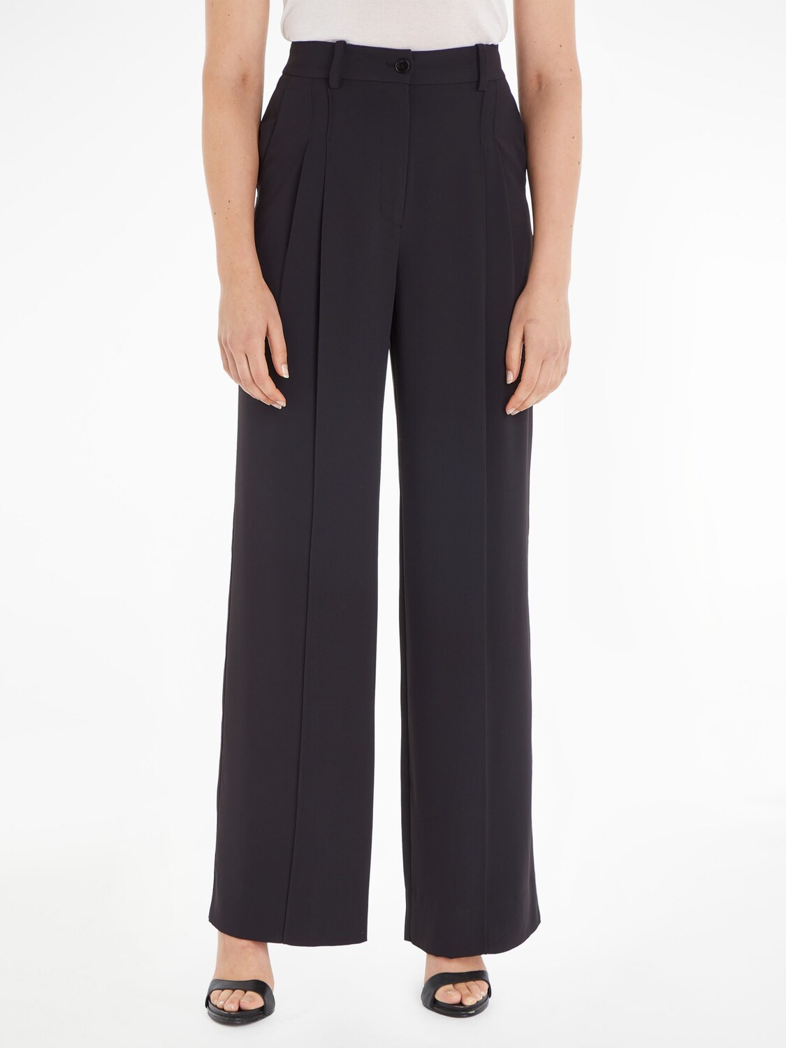 

Calvin Klein Широкие брюки из твила, черные, Черный