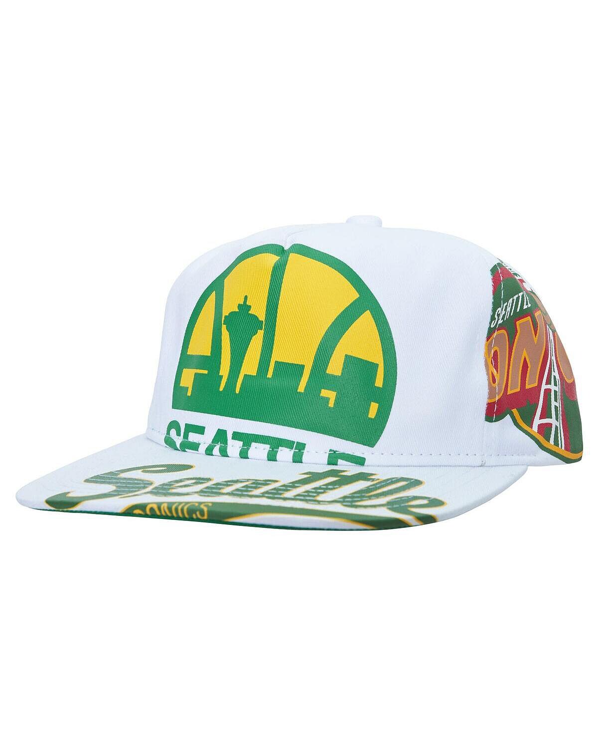 

Мужская белая кепка Seattle SuperSonics Hardwood Classics In Your Face Deadstock Snapback Mitchell & Ness