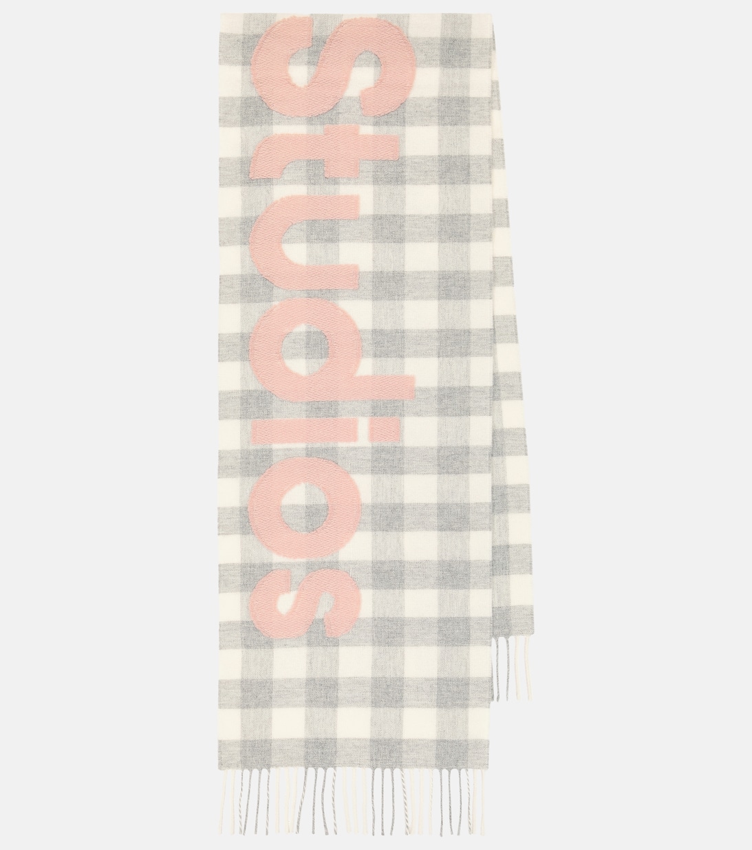 Шарф из смесовой шерсти в клетку с логотипом Acne Studios, серый