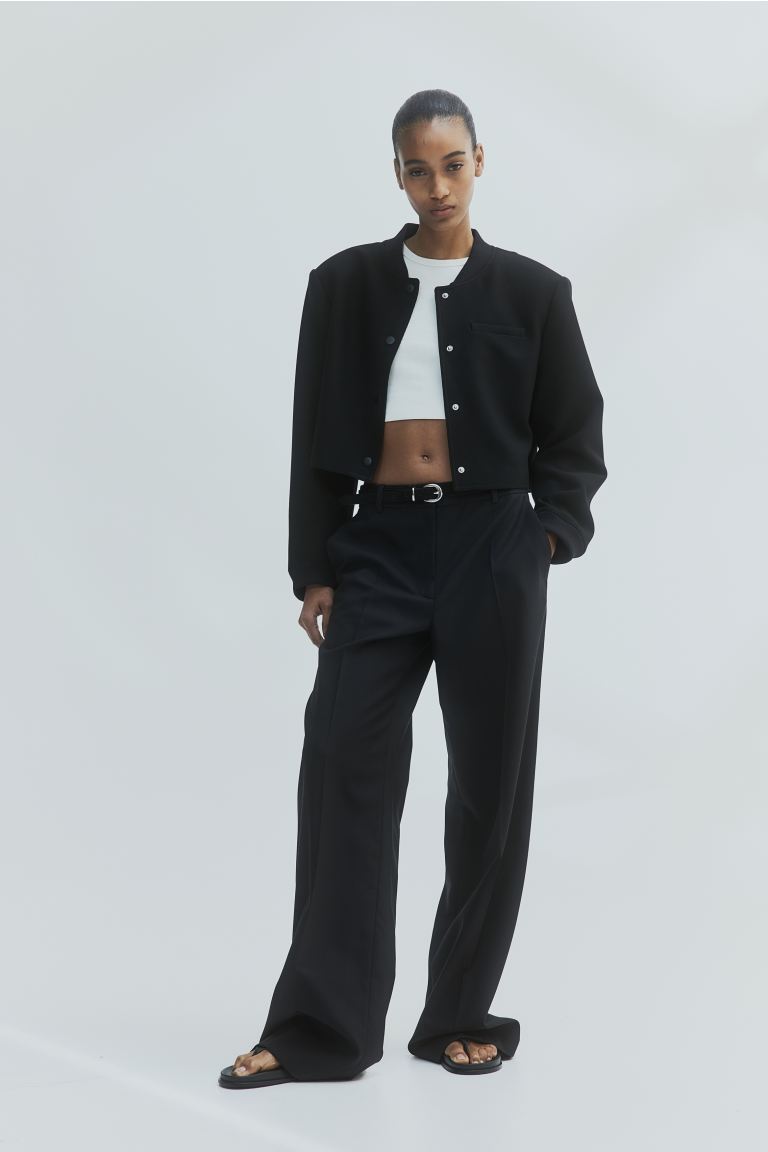 Короткая куртка с подплечниками H&M, черный
