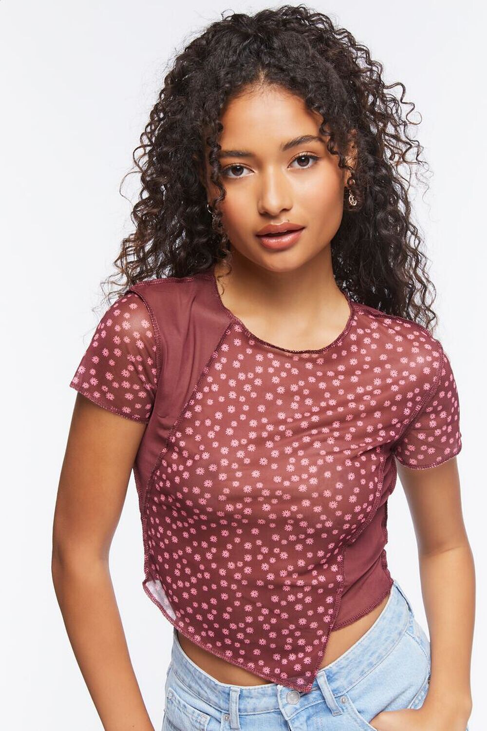 

Обновленная футболка с цветочным принтом Ditsy Forever 21, мерло