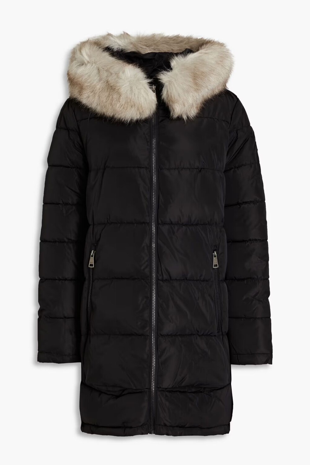 

Стеганое пальто с капюшоном и отделкой из искусственного меха Dkny, черный