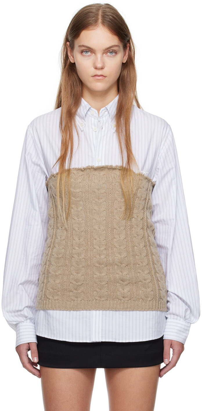 

Бежевая майка без бретелек MM6 Maison Margiela