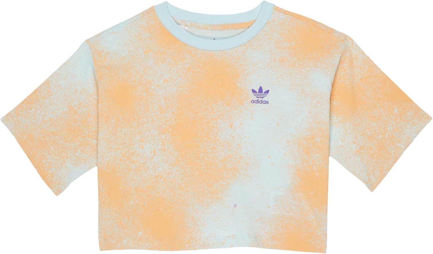 

Футболка Adidas Gradient All Over Print Printed Crop T-Shirt, цвет Almost Blue/Hazy Orange