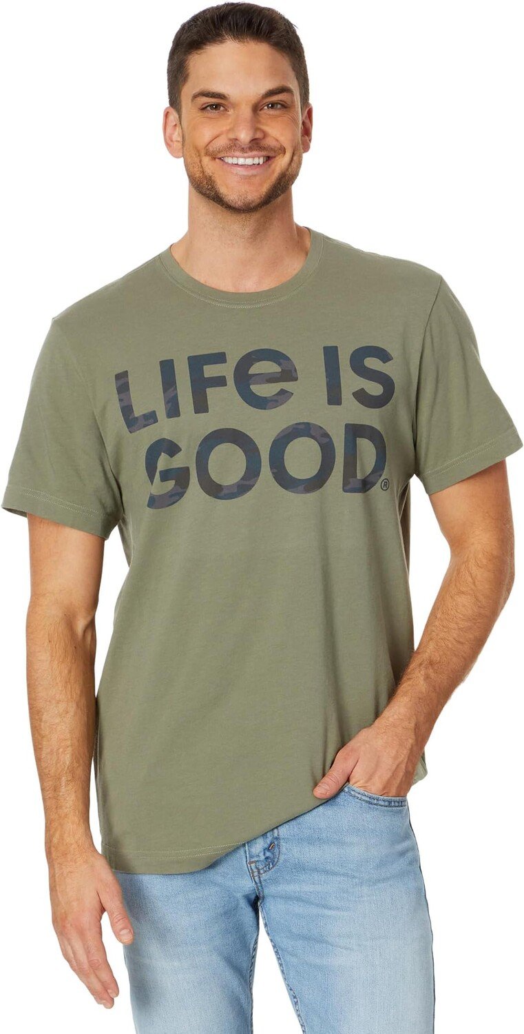 

LIG Футболка с короткими рукавами и надписью Stack Camo Crusher-Lite Life is Good, цвет Moss Green