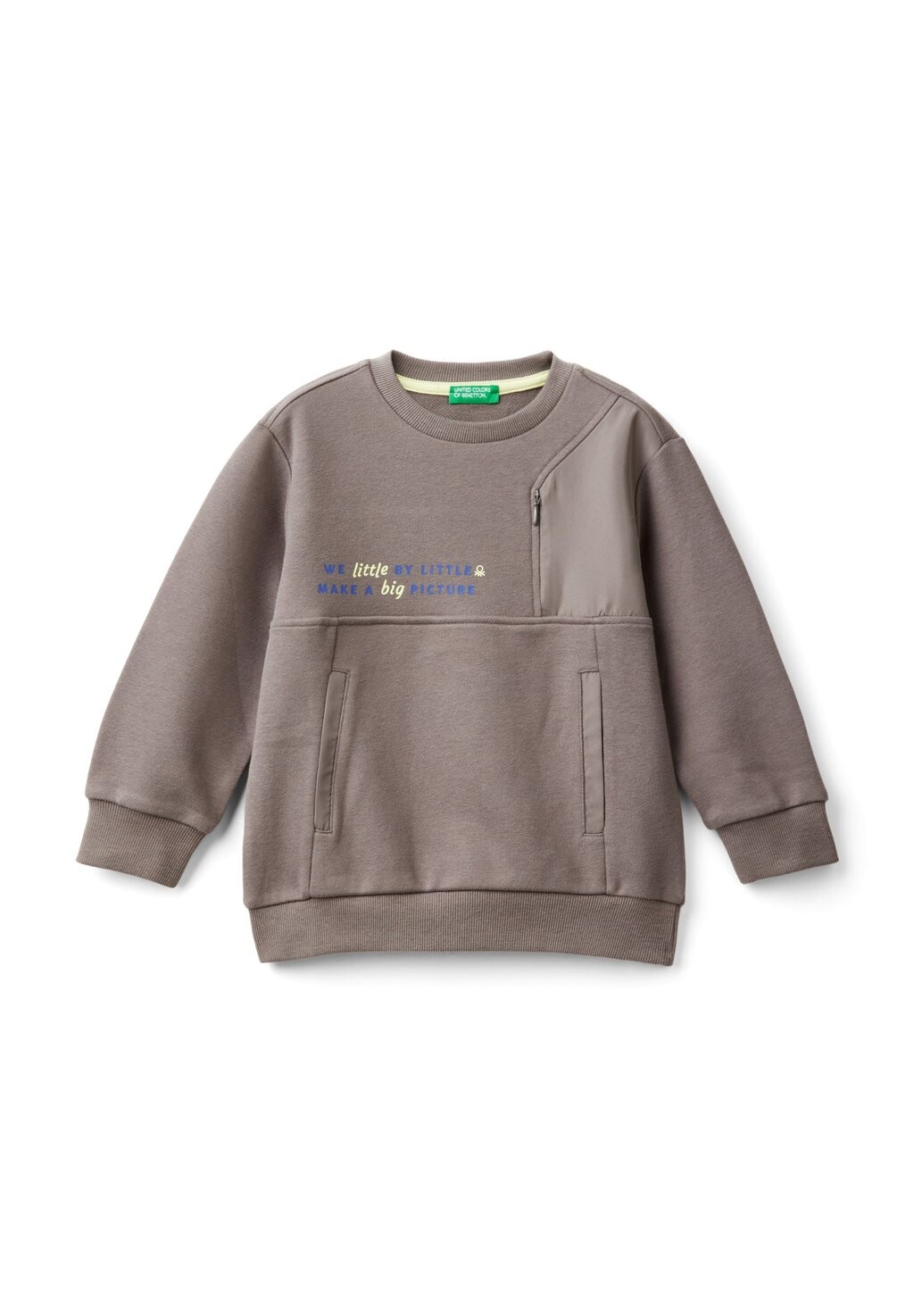 

Толстовка DETAILING ON SHOULDER LEFT-SIDE FRONT AND POCKET United Colors of Benetton, серый
