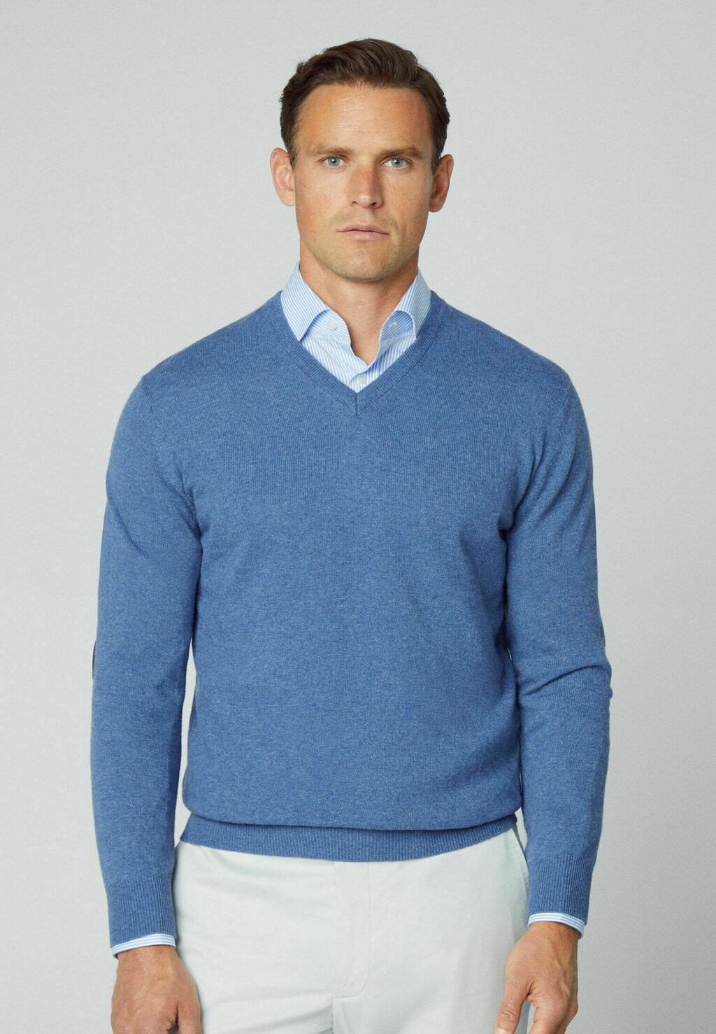 

Свитер Mix V Hackett London, цвет steel blue