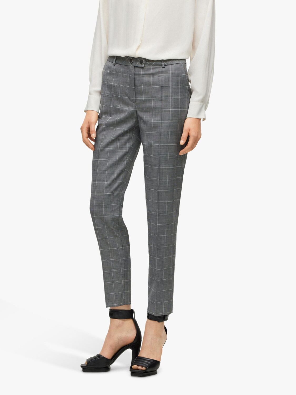

Брюки в шерстяную клетку HUGO BOSS Tamata, серые, Серый