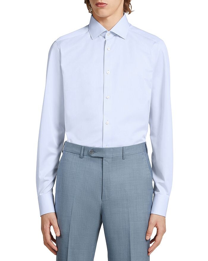 

Рубашка Trecapi Tailored Fit с длинным рукавом в мелкую полоску Zegna
