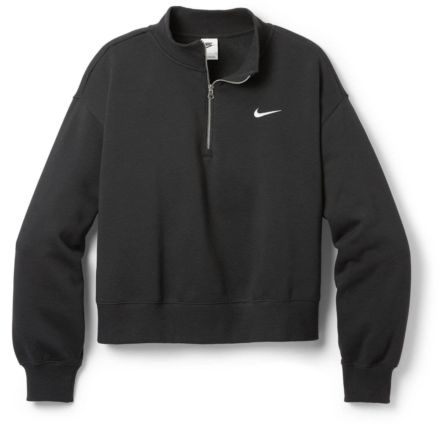 

Укороченный флисовый свитшот Phoenix Oversize с молнией до половины — женский Nike, черный