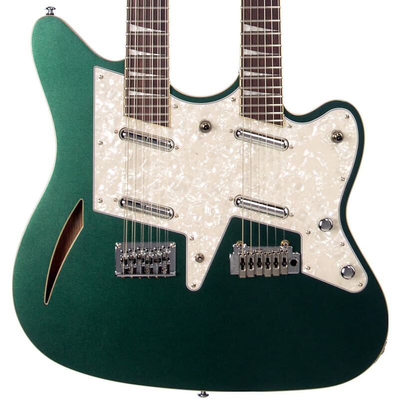 

Электрогитара Eastwood Guitars Surfcaster 12/6 Double Neck Electric Guitar - Metallic Green