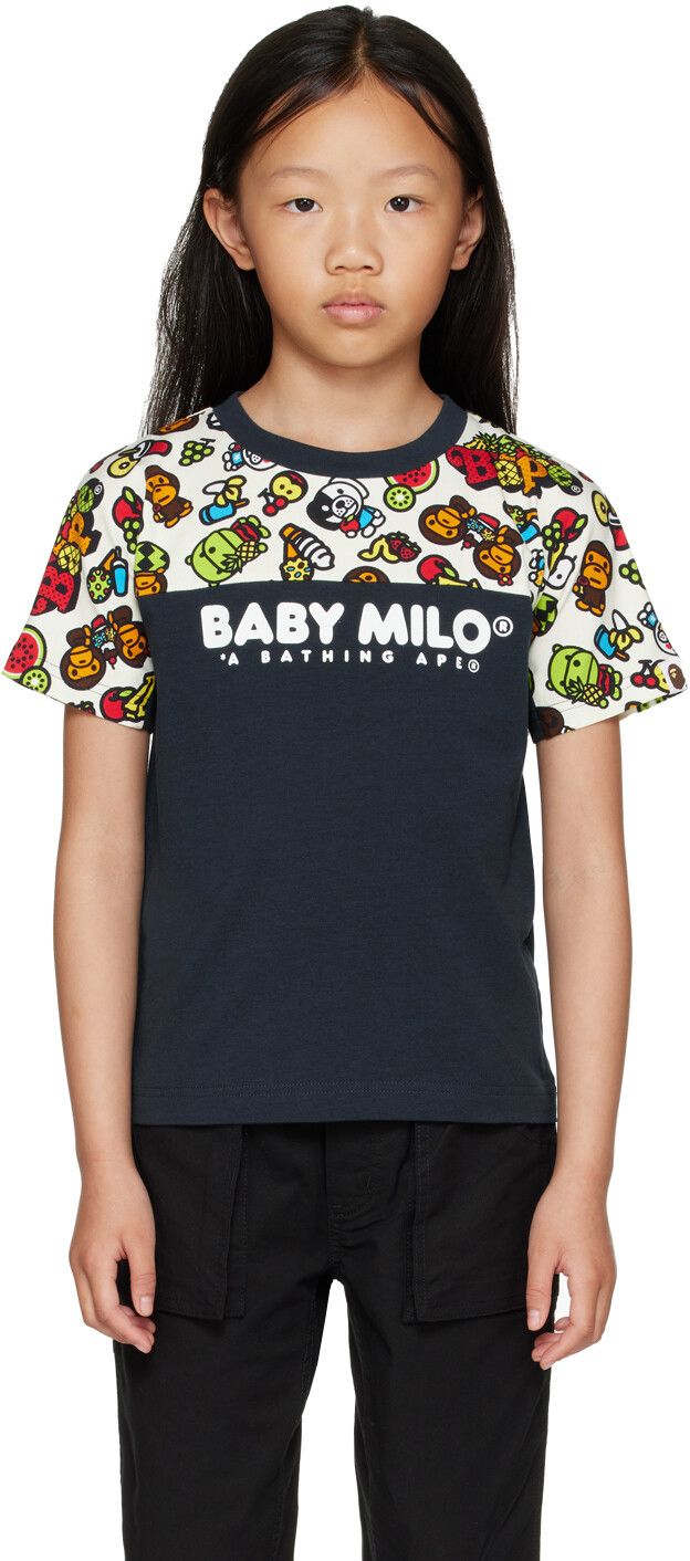 

Темно-синяя футболка BAPE Kids Milo с фруктами и фруктами