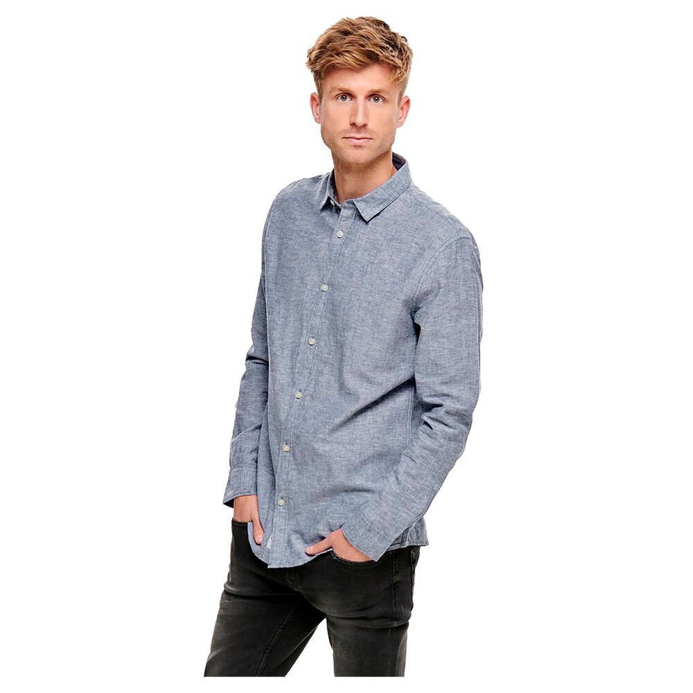 

Рубашка Only & Sons Caiden Life Solid Linen, синий