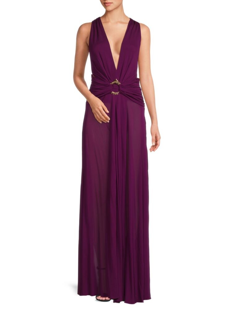 

Платье из крепа с глубоким вырезом Roberto Cavalli, цвет Cyclamen Pink