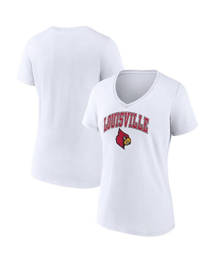 

Женская белая футболка с v-образным вырезом с логотипом Louisville Cardinals Evergreen Campus Fanatics, белый