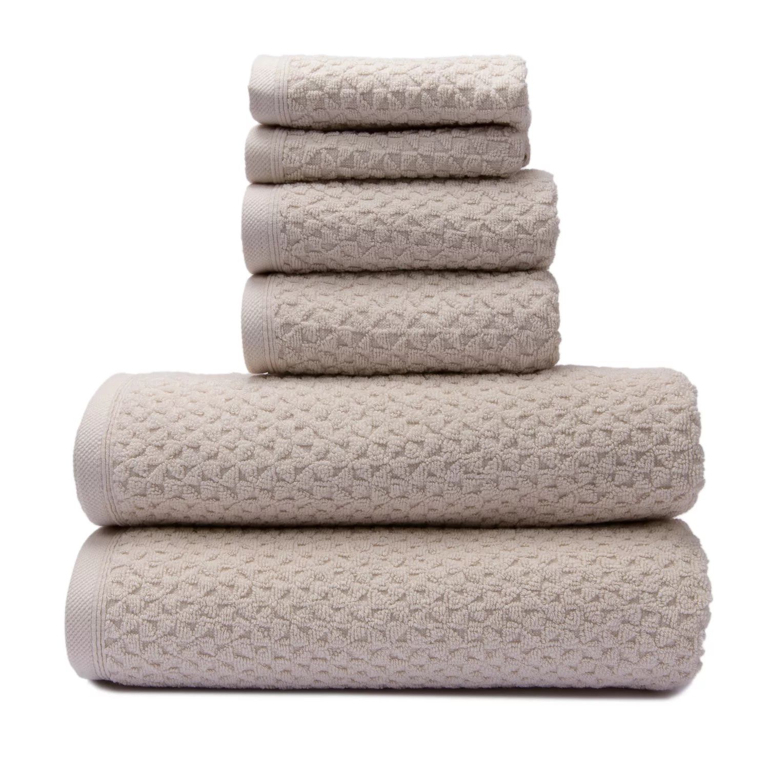 Классические турецкие полотенца из натурального хлопка с мягкой впитывающей способностью, жаккардовый жаккард Lucia Minelli, набор из 6 предметов: 2 банных полотенца, 2 полотенца для рук, 2 мочалки, серый