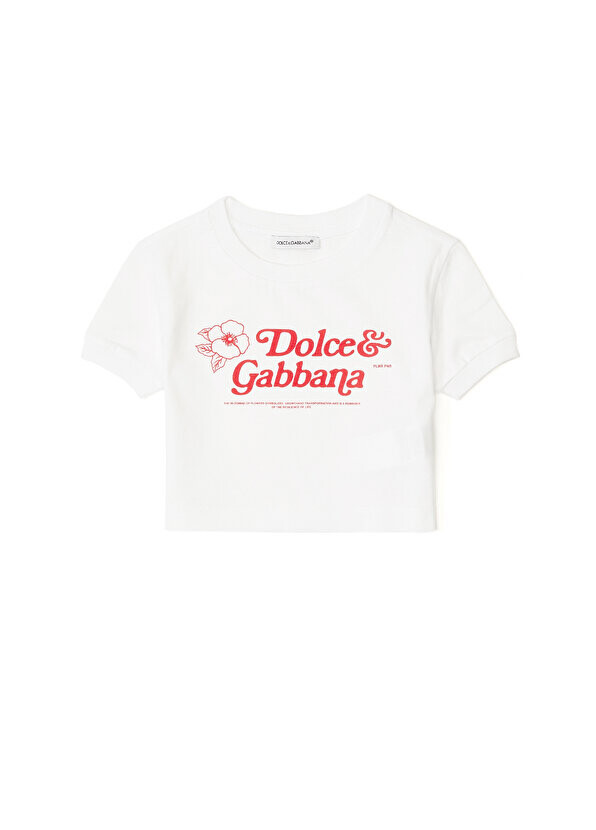 

Футболка для девочек с белым логотипом Dolce&Gabbana