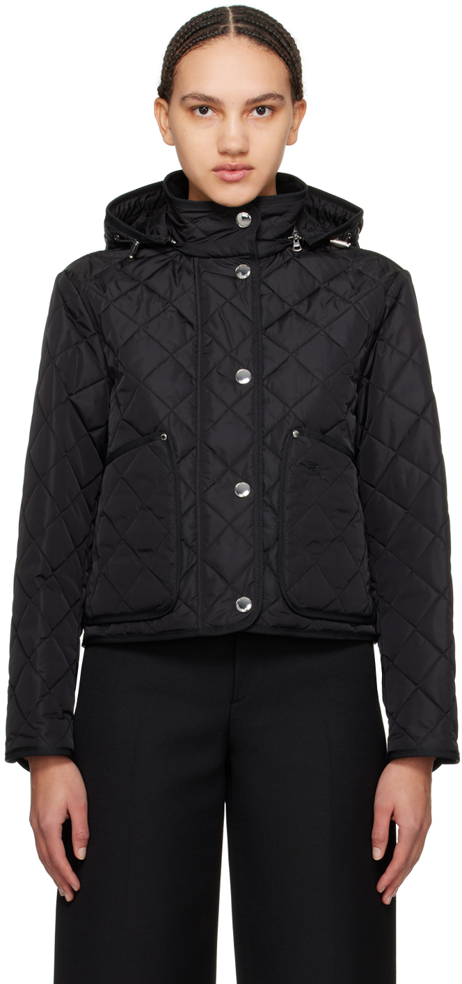 Черная стеганая куртка Burberry, цвет Black