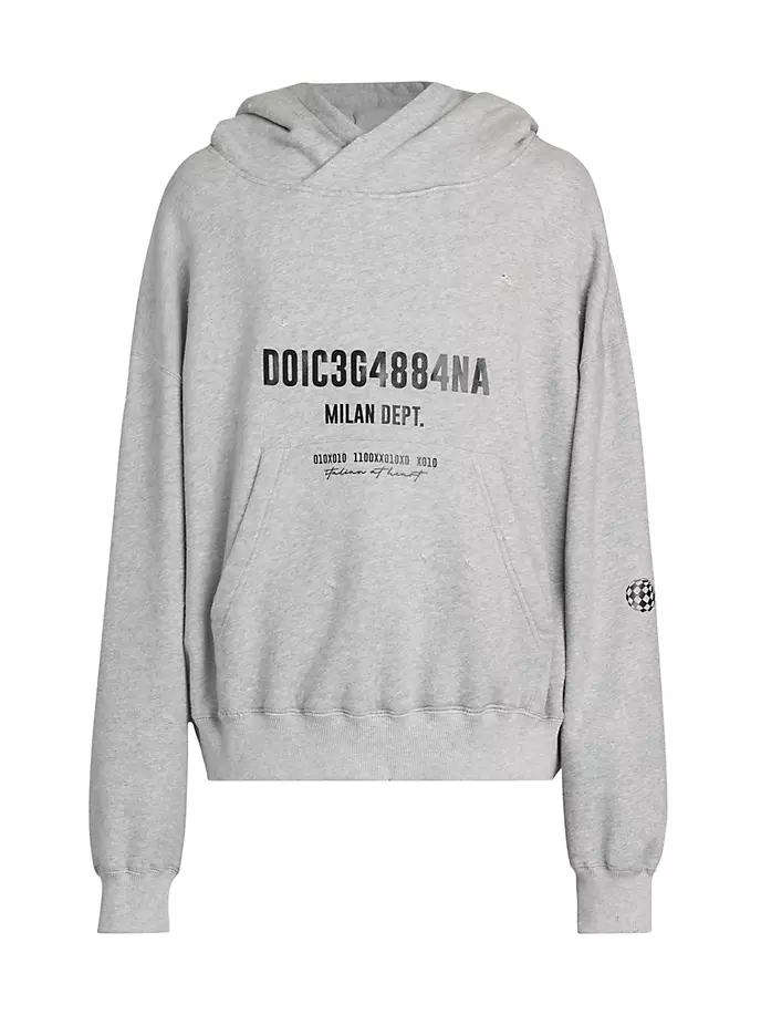 

Толстовка оверсайз с потертым логотипом Dolce&Gabbana, серый
