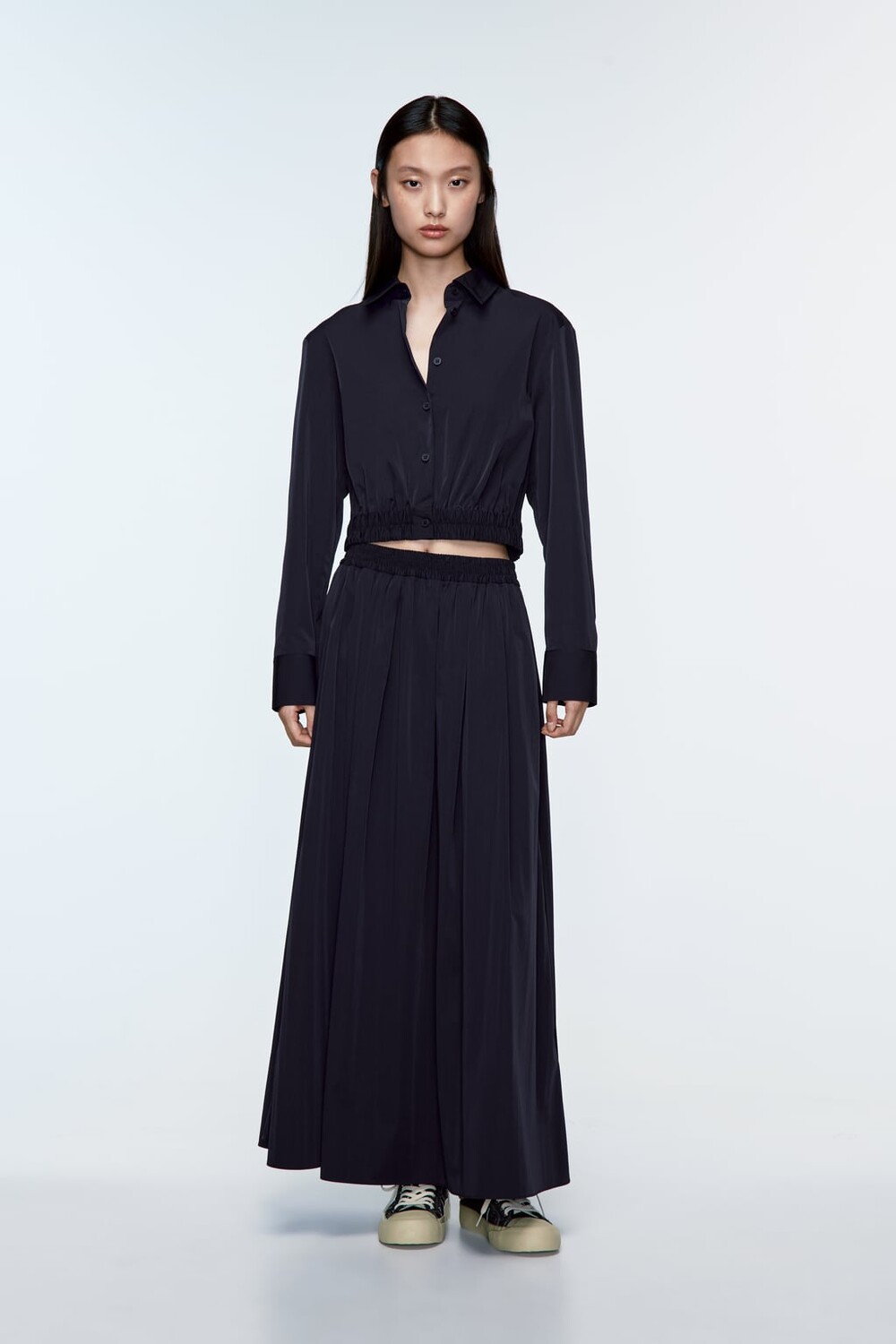 

Укороченная рубашка ZARA, темно-синий