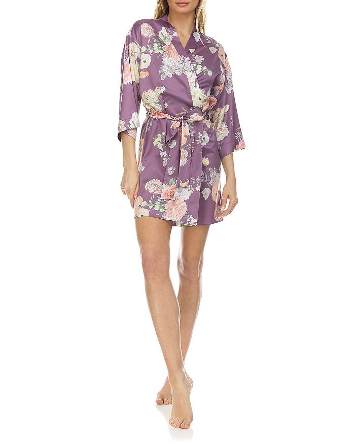 

Arisa Charmeuse Kimono Robe Flora Nikrooz, фиолетовый