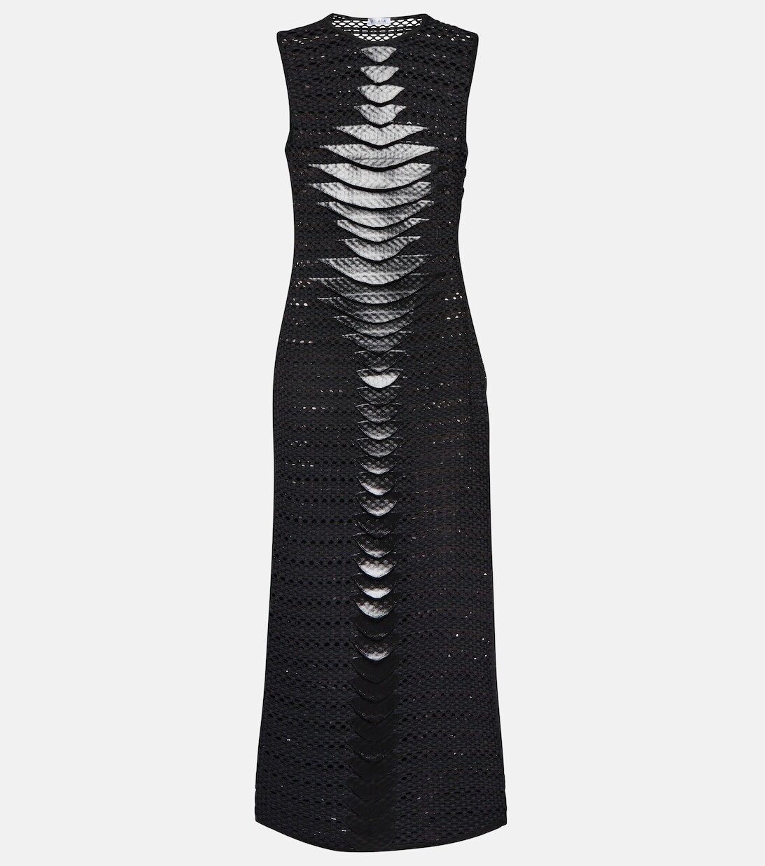 

Сетчатое платье миди с объемным кружевом Alaïa, черный
