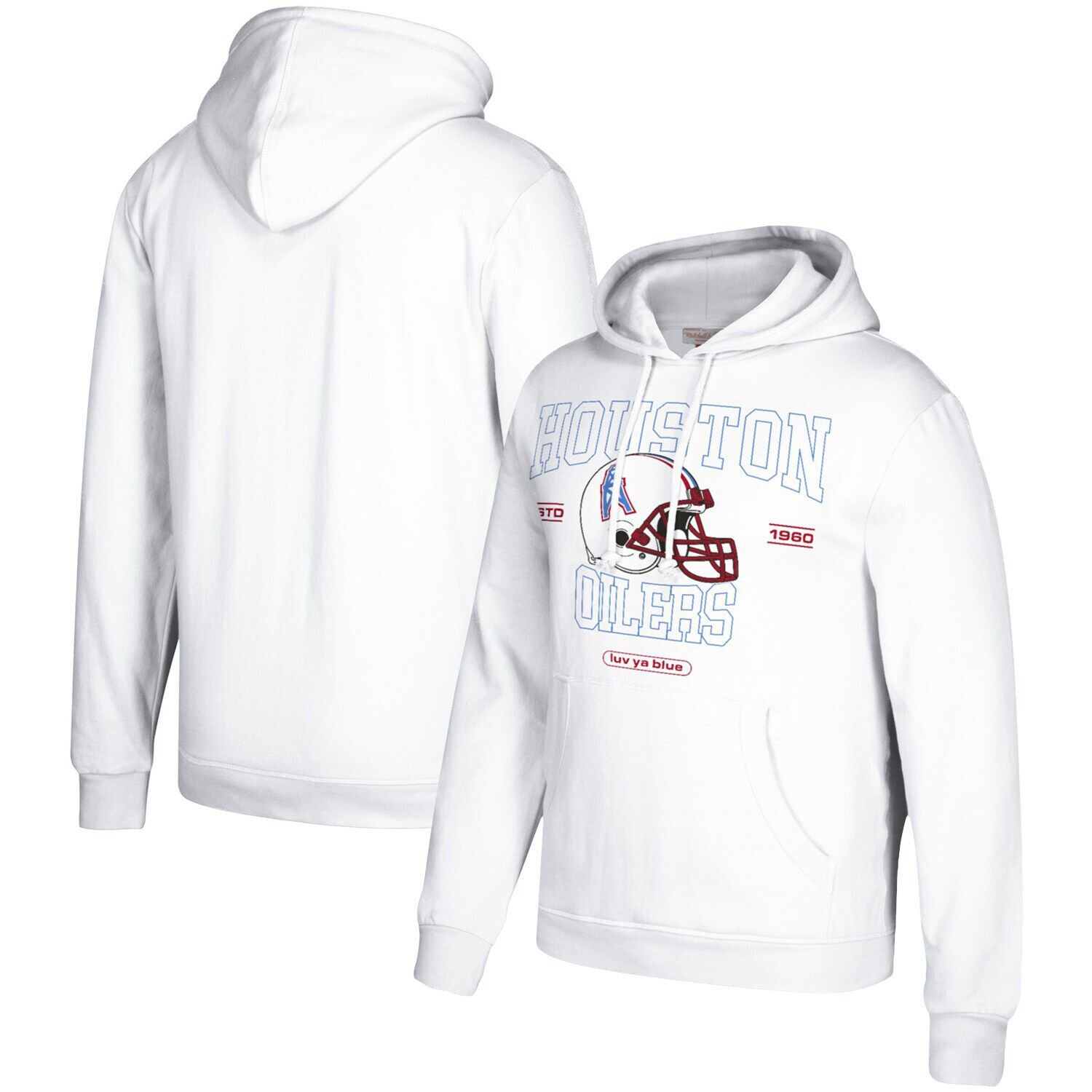 

Мужской классический пуловер с капюшоном и шлемом Mitchell & Ness White Houston Oilers
