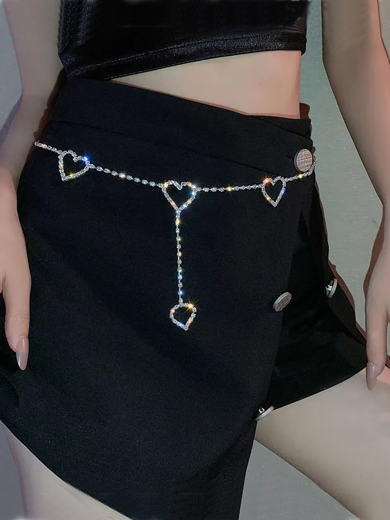 Ремень-цепочка с подвеской в ​​форме сердца в стиле стимпанк для джинсовых брюк, серебро цепочка с подвеской в виде сердца цвет серебро