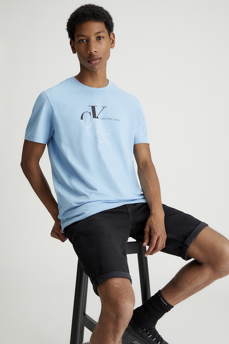 

Хлопковая футболка с логотипом Calvin Klein Jeans, синий
