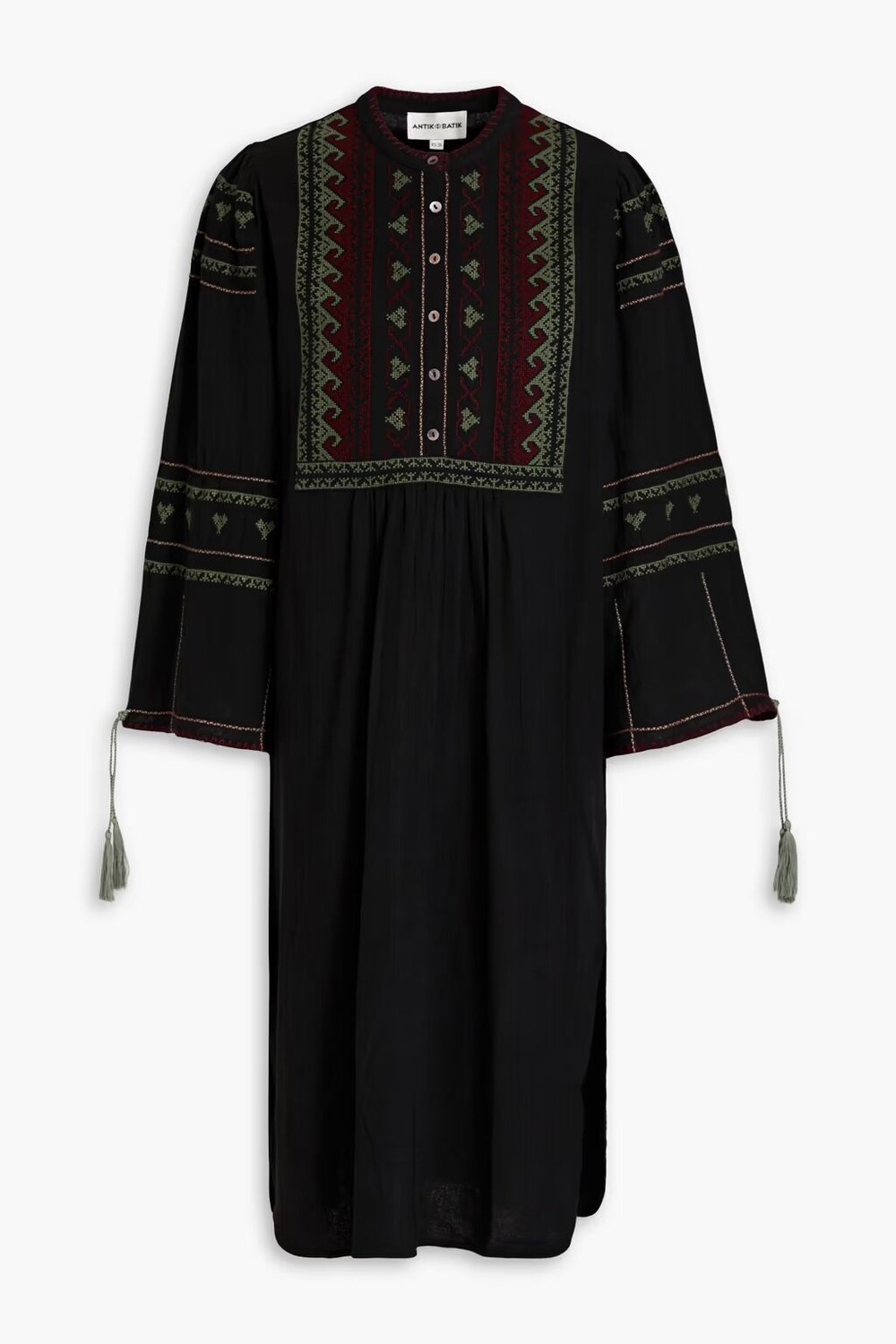 

Хлопковое платье с кисточками и вышивкой Antik Batik, черный