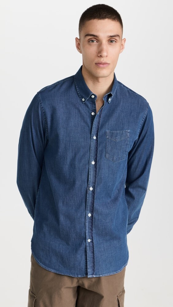 

Рубашка Officine Generale BD Itl Indigo Cotton, синий