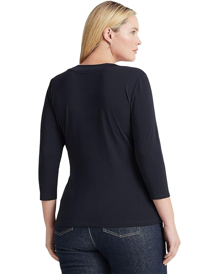 

Топ LAUREN Ralph Lauren Plus Size Stretch Jersey Surplice Top, цвет Lauren Navy