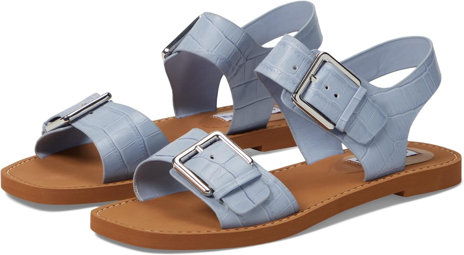 

Сандалии на плоской подошве Santo Sandal Steve Madden, цвет Light Blue Croco