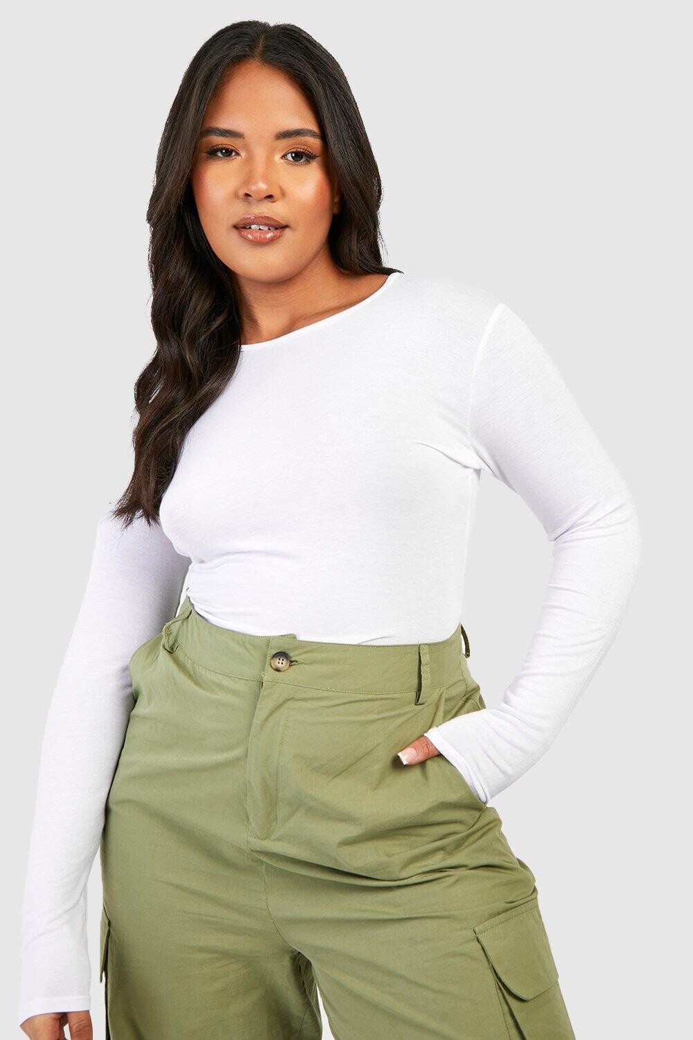 

Футболка с длинными рукавами plus basic Boohoo, белый