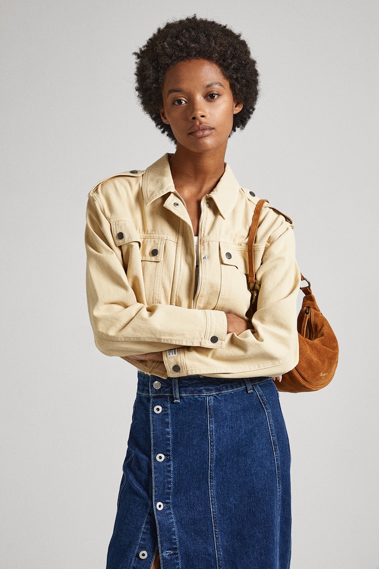 Короткая куртка Samantha с карманами Pepe Jeans London, бежевый свитшот pepe jeans размер xs бежевый