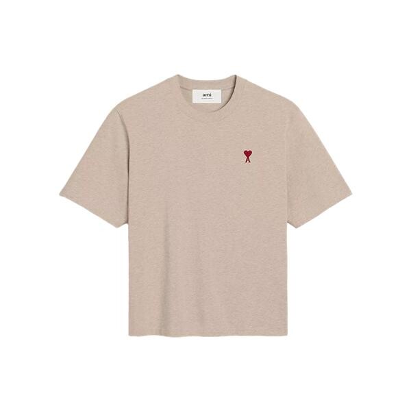

Футболка t-shirt mit rotem ami de coeur logo heather cashmer heather cashme Ami Paris, бежевый