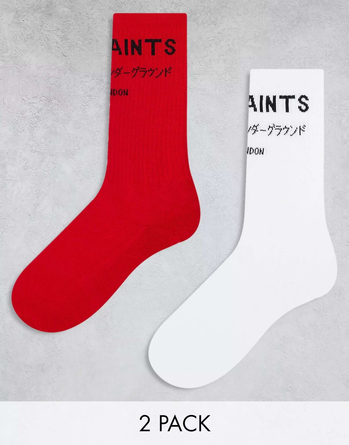 

2 пары красных и белых носков AllSaints Underground