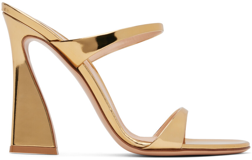 

Gianvito Rossi Золотые босоножки на каблуке Aura, Коричневый, Gianvito Rossi Золотые босоножки на каблуке Aura