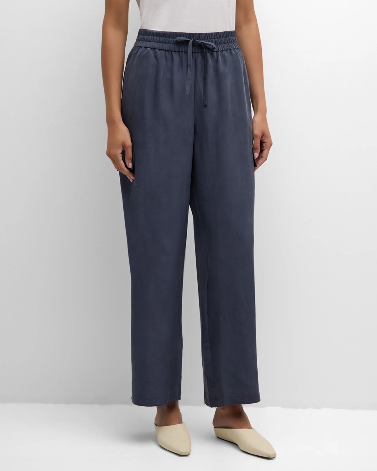 

Укороченные брюки карго из стираного шелка Eileen Fisher, цвет Ocean