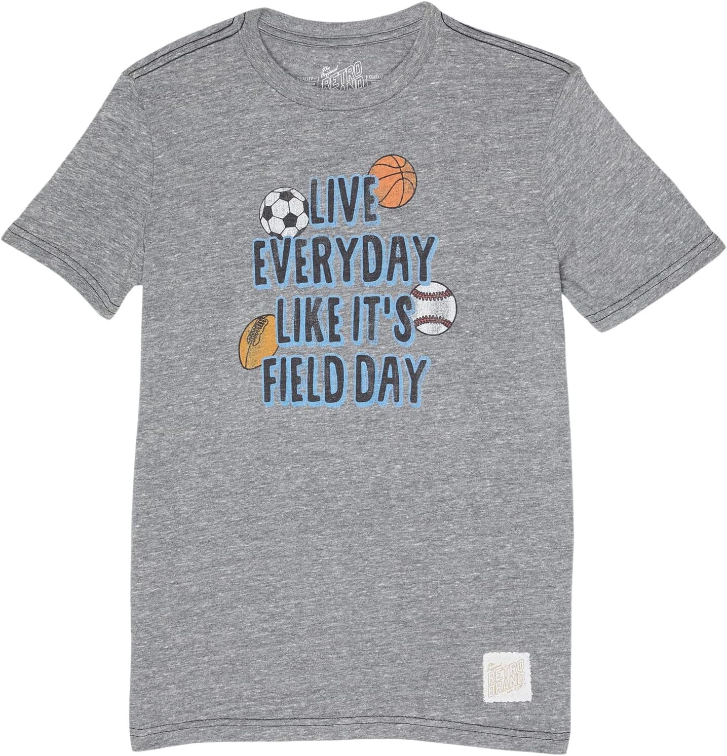 

Футболка The Original Retro Brand Kids Live Everyday Like It's Field Day Tri-Blend Crew Neck Tee, цвет Streaky Grey