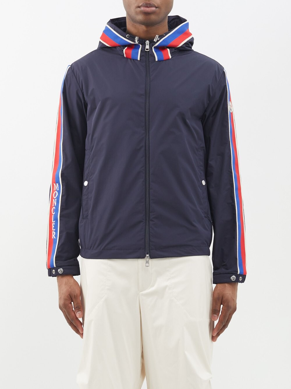 

Жаккардовая ветровка rukbat с капюшоном и логотипом Moncler, синий