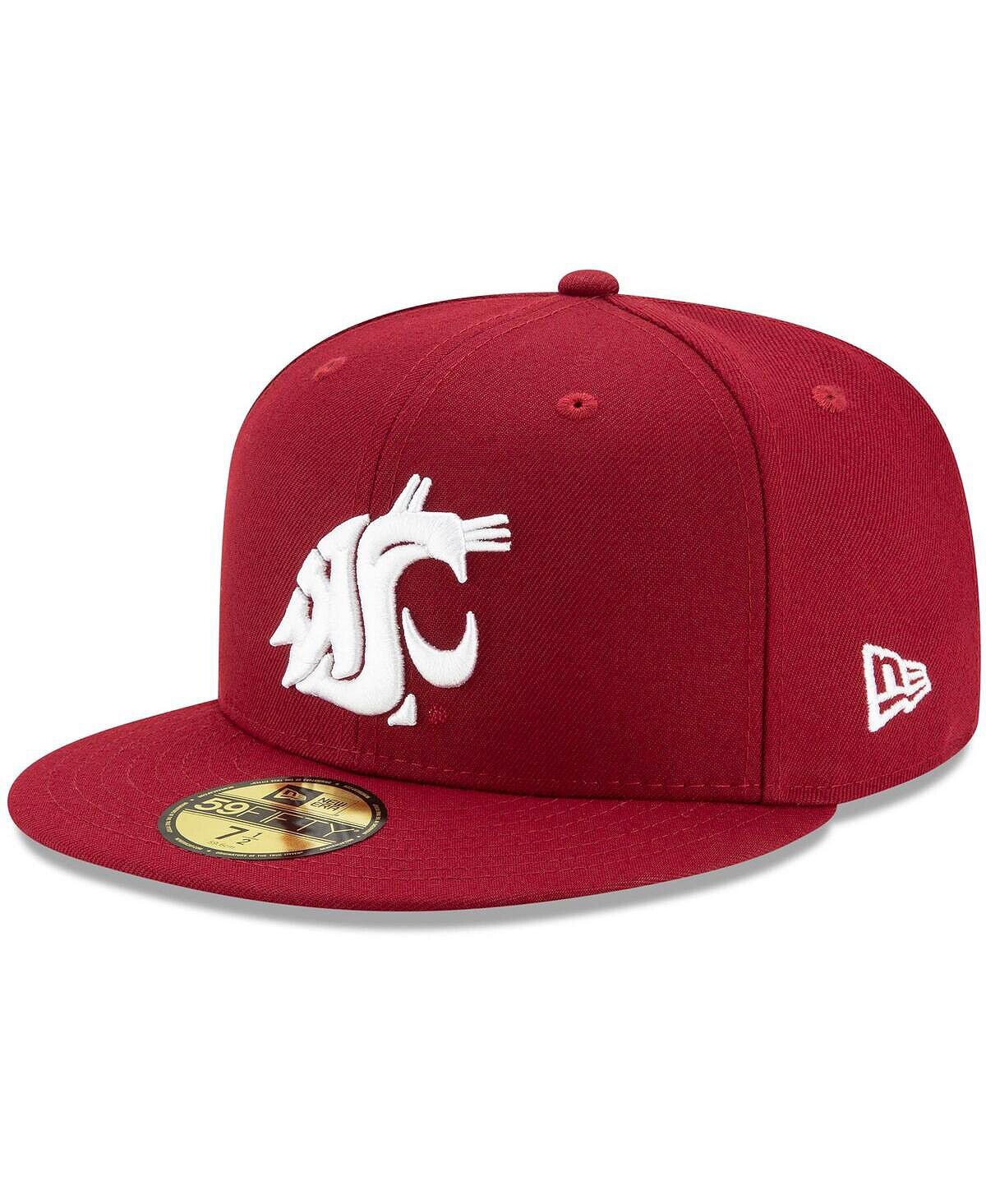 

Мужская базовая шляпа с логотипом Crimson Washington State Cougars Primary Team 59FIFTY New Era