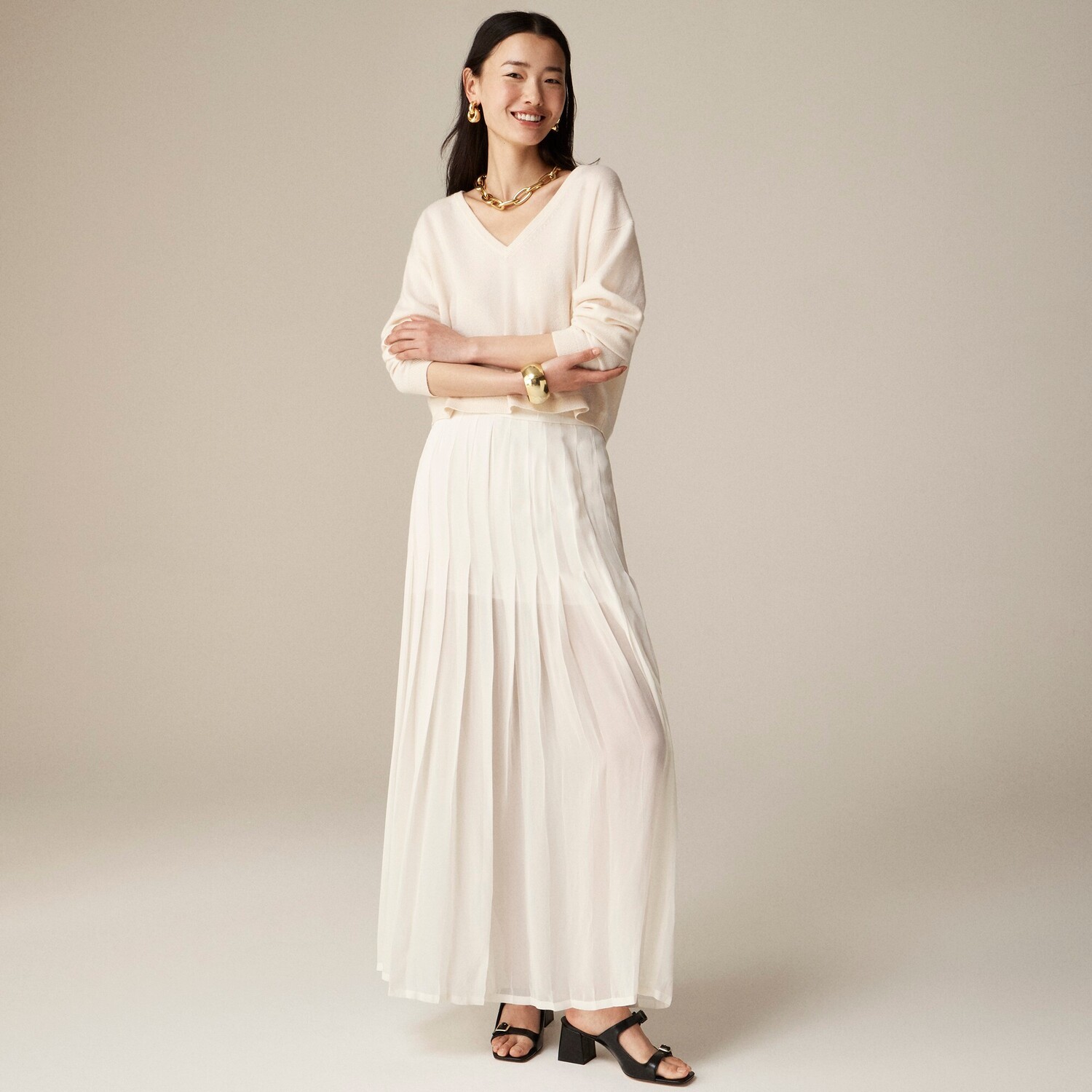 

Юбка макси из коллекции из легкого шифона J.Crew, белый